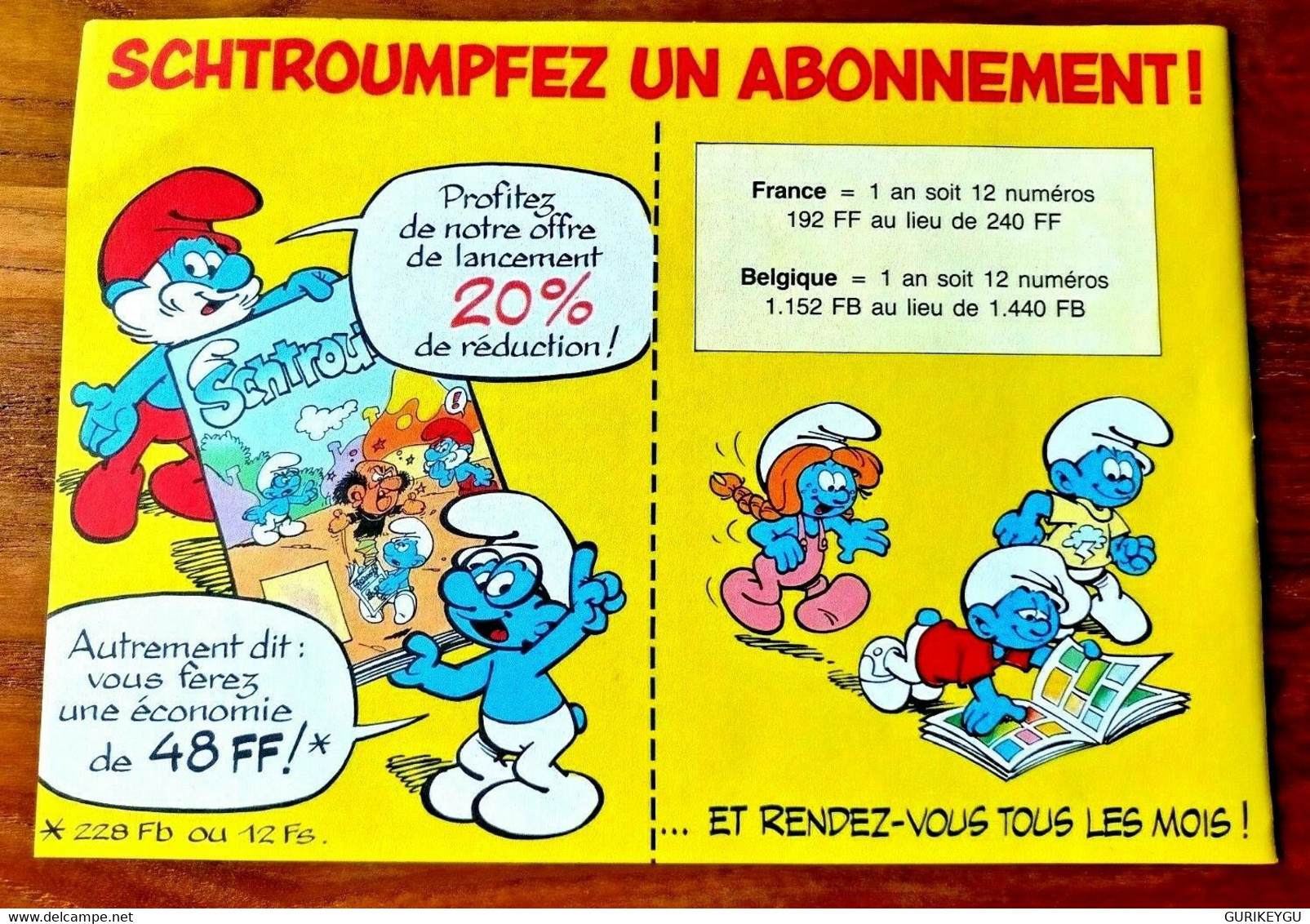 Flyer SCHTROUMPF Schtroumpfez Un Abonnement Pub 1989 TTBE - Schtroumpfs, Les - Los Pitufos