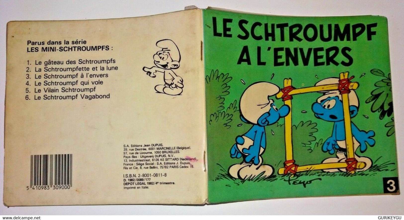 Mini Bd LE SCHTROUMPF A L' ENVERS Peyo EO 1982 - Schtroumpfs, Les