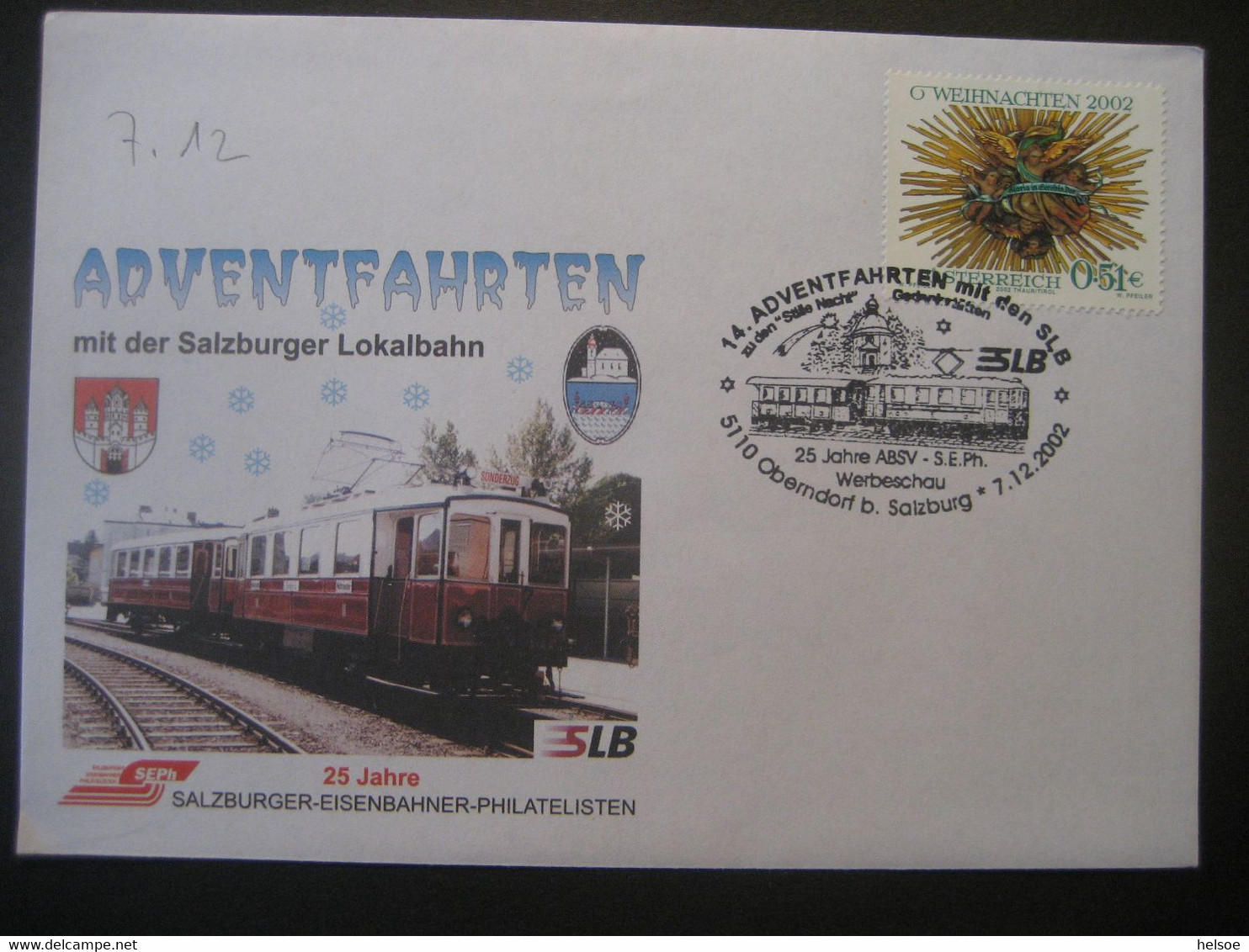 Osterreich- Oberndorf 7.12.2002 Schmuck-Beleg Der 14. Adventfahrt - Storia Postale