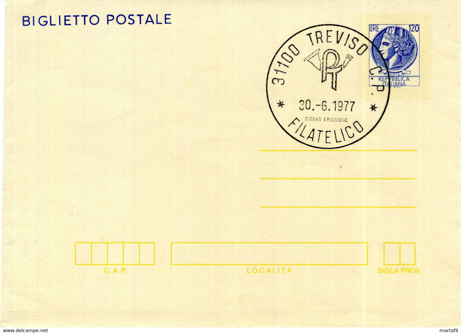 1977 Interi Postali Biglietto Postale B49 FDC Siracusana - Stamped Stationery