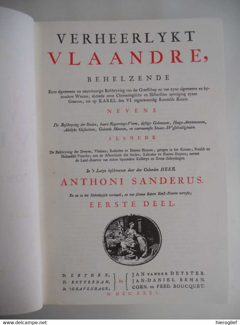 VERHEERLYKT VLAANDRE Door A. Sanderus 3 Delen Antonius Vlaanderen - Histoire