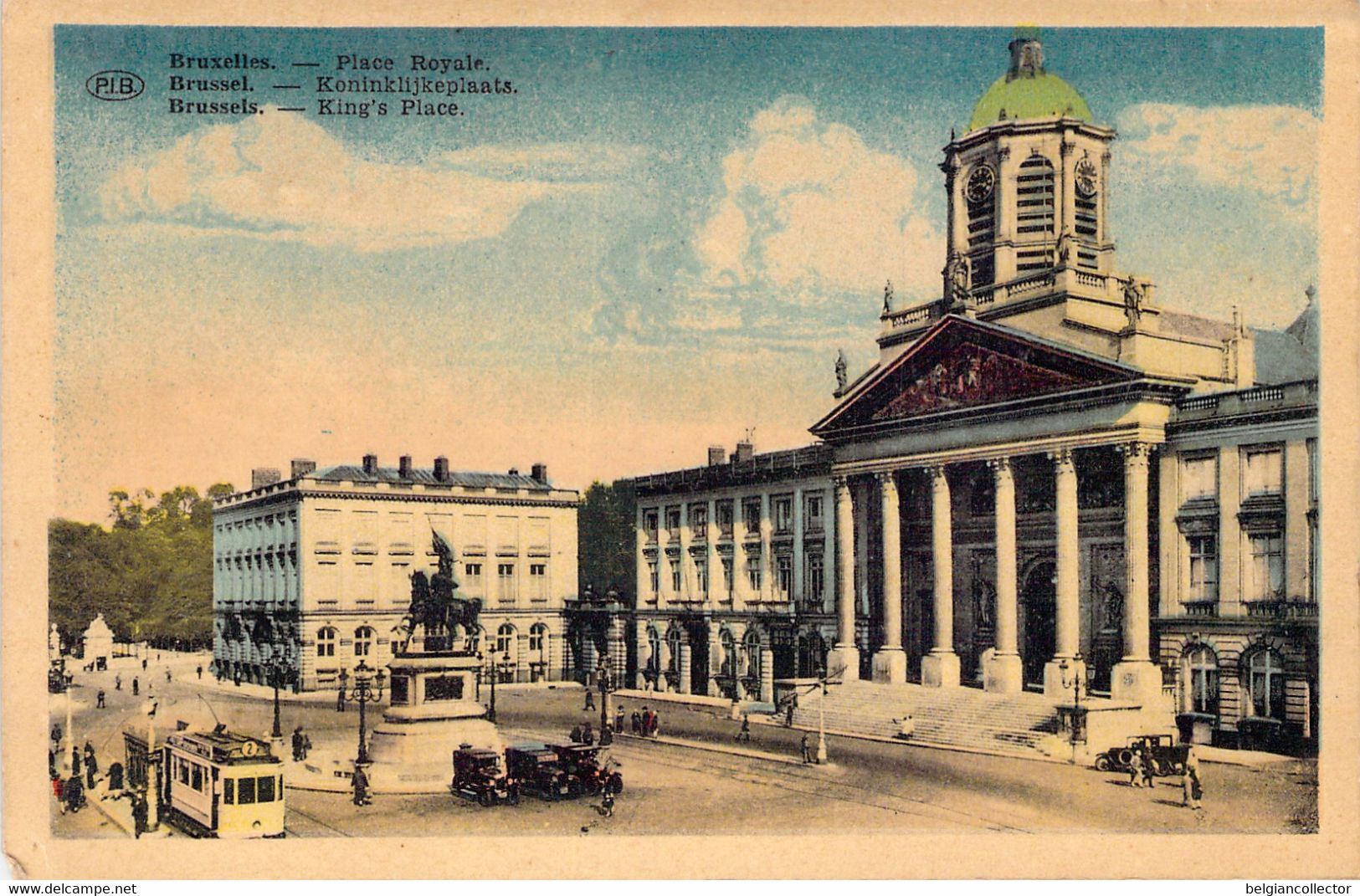 Bruxelles - Place Royale - Colorisé - Tram - Museums