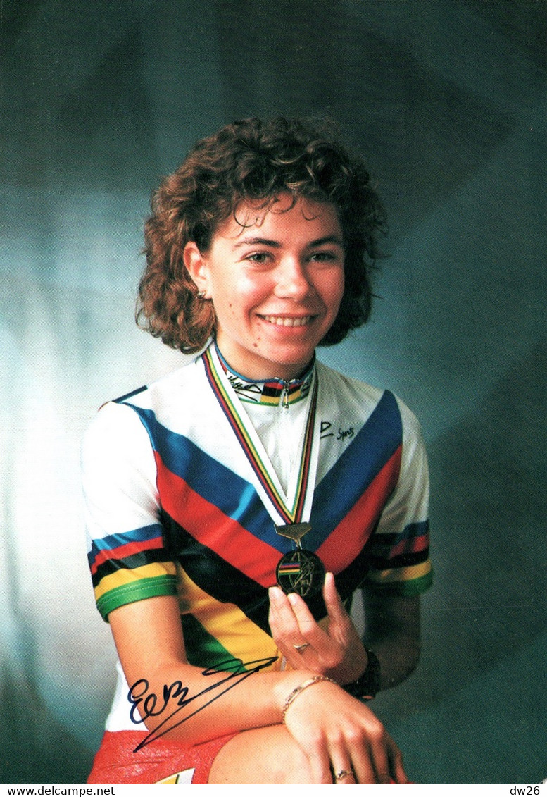 Fiche Cyclisme Avec Palmares - Elisabeth Chevanne-Brunel, Championne Du Monde Junior 1993 - Carte Dédicacée - Deportes