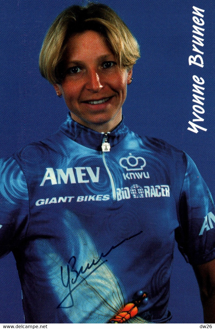 Fiche Cyclisme Dédicacée - Yvonne Brunen, Coureuse Cycliste Néerlandaise, Championne Des Pays-Bas Route Et VTT - Deportes