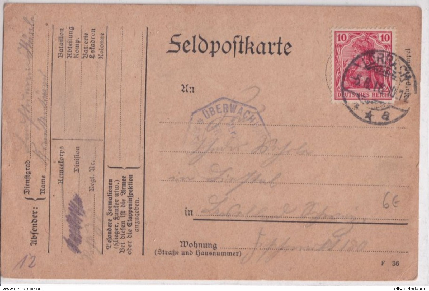 REICH - 1916 - CARTE FELDPOST De LÖRRACH Avec CENSURE De FREIBURG => SUISSE ! - Feldpost (franchigia Postale)