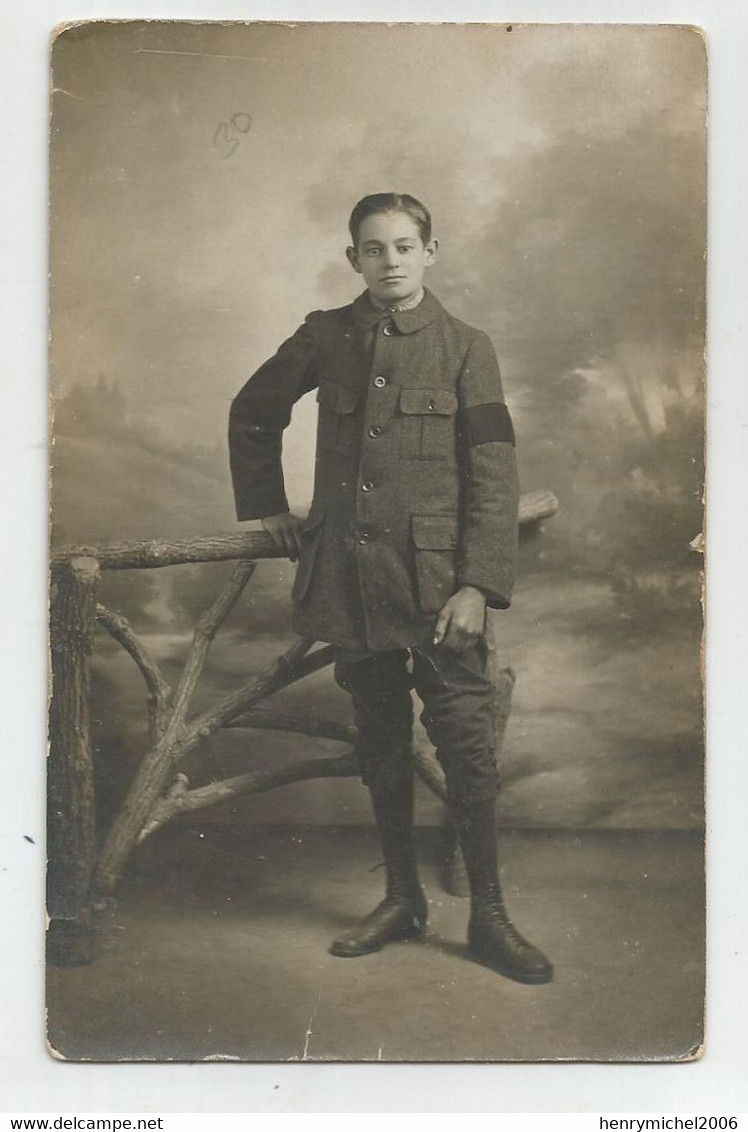 Jeune Militaire Avec Brassard Noir Carte  Cachet Rapid Photo Grenoble - Characters