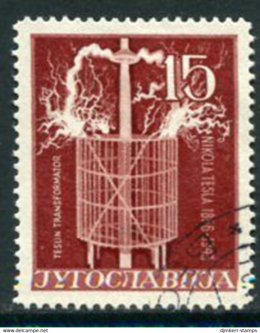 YUGOSLAVIA 1956 Tesla Birth Centenary 15 D. Perforated 12½ Used.  Michel 792C - Used Stamps
