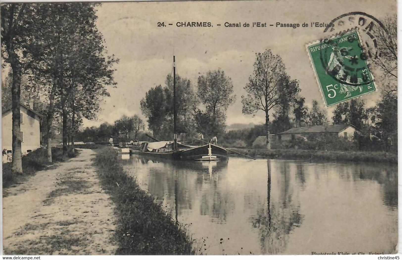 PENICHE       CHARMES  CANAL DE L ' EST  PASSAGE DE L ' ECLUSE - Houseboats
