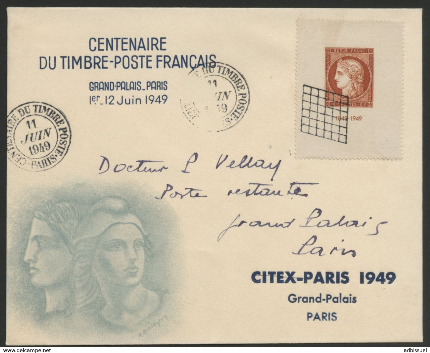 Enveloppe Premier Jour COTE 85 € CITEX PARIS Centenaire Du Timbre-Poste. Avec N° 841. - ....-1949