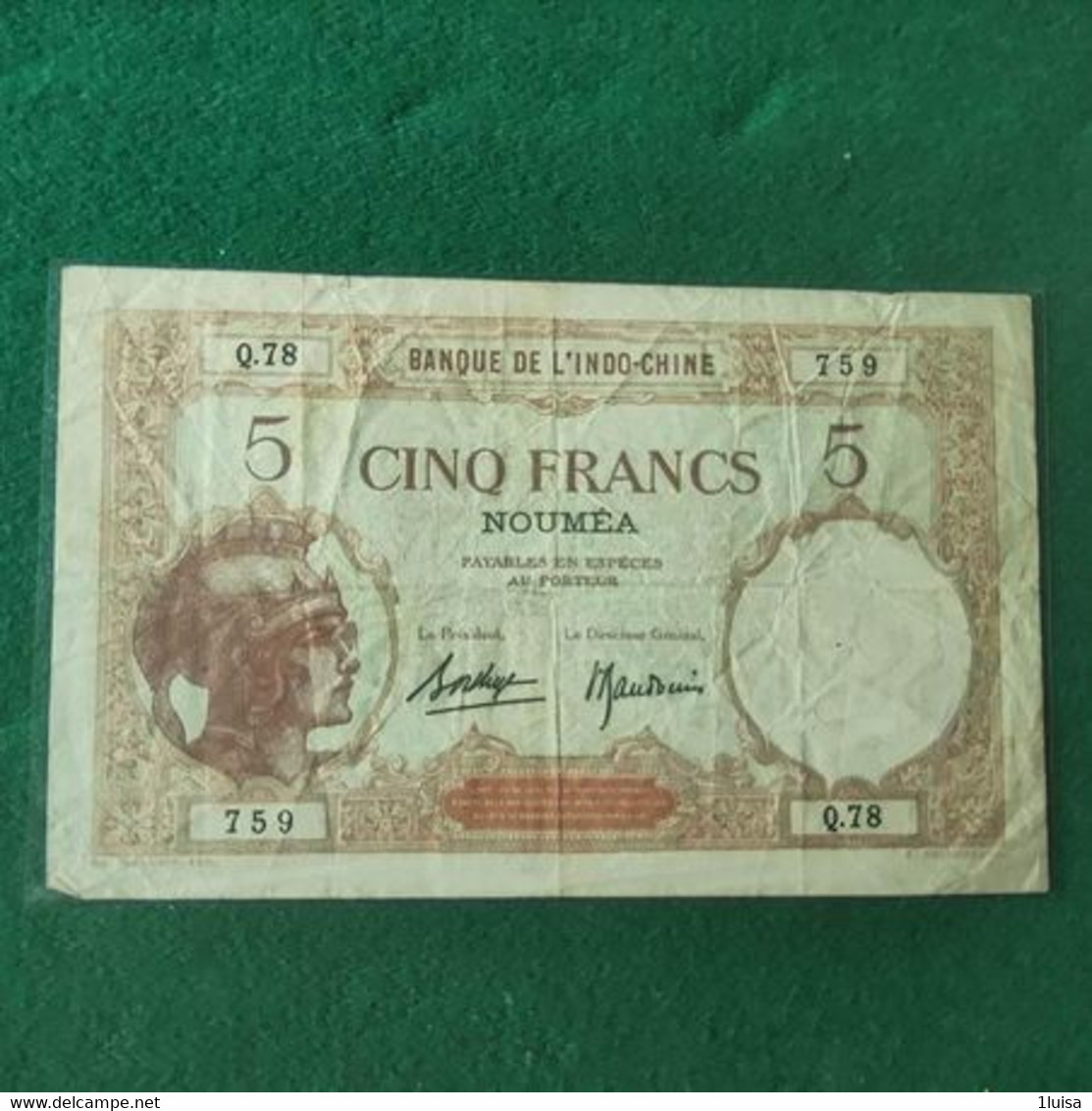 INDOCINA 5 FRANCS 1926 - Indochina