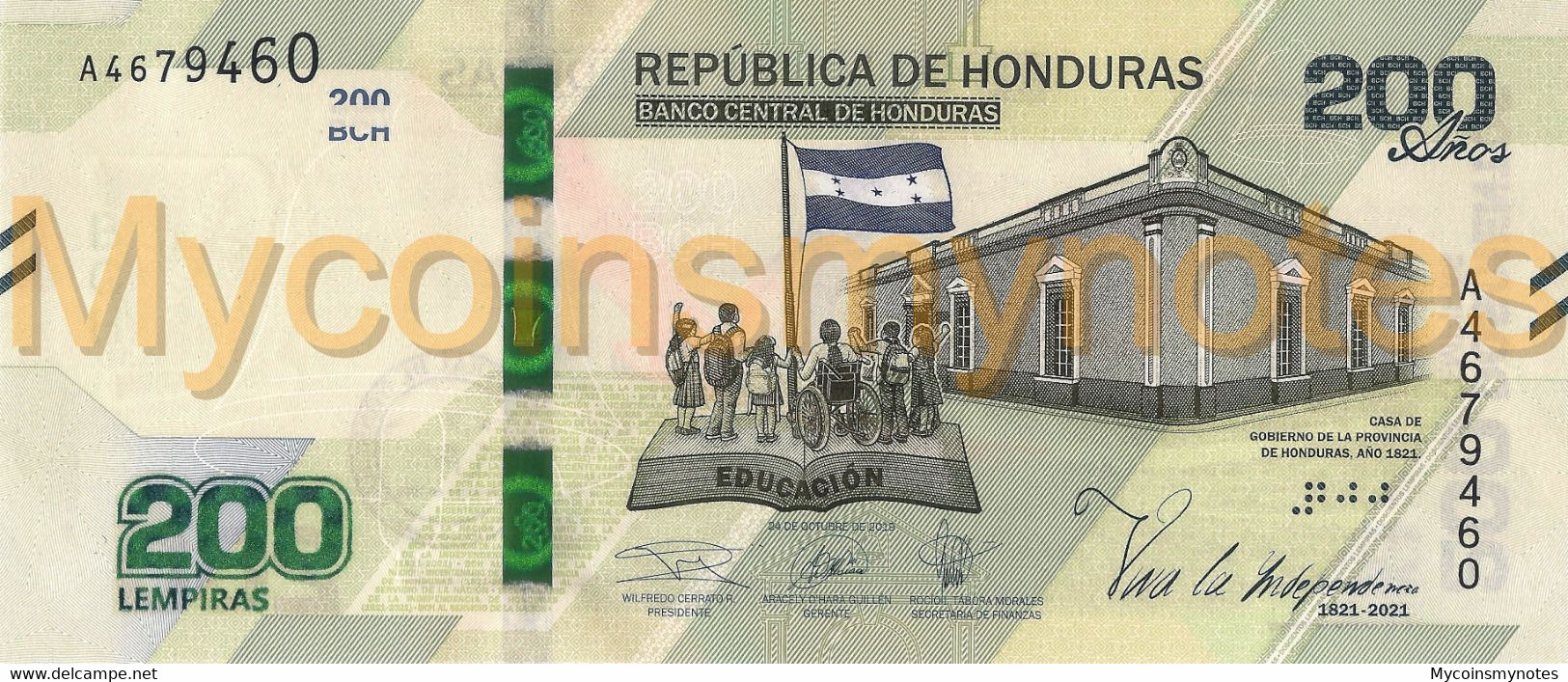 HONDURAS, 200 LEMPIRAS, 2021, PNew (Not Yet In Catalog), Commemorative 200 Years, UNC - Honduras