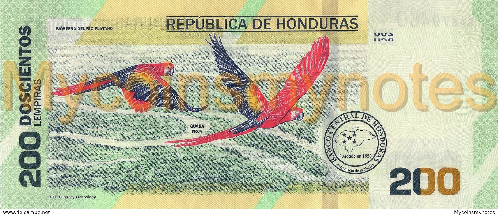 HONDURAS, 200 LEMPIRAS, 2021, PNew (Not Yet In Catalog), Commemorative 200 Years, UNC - Honduras