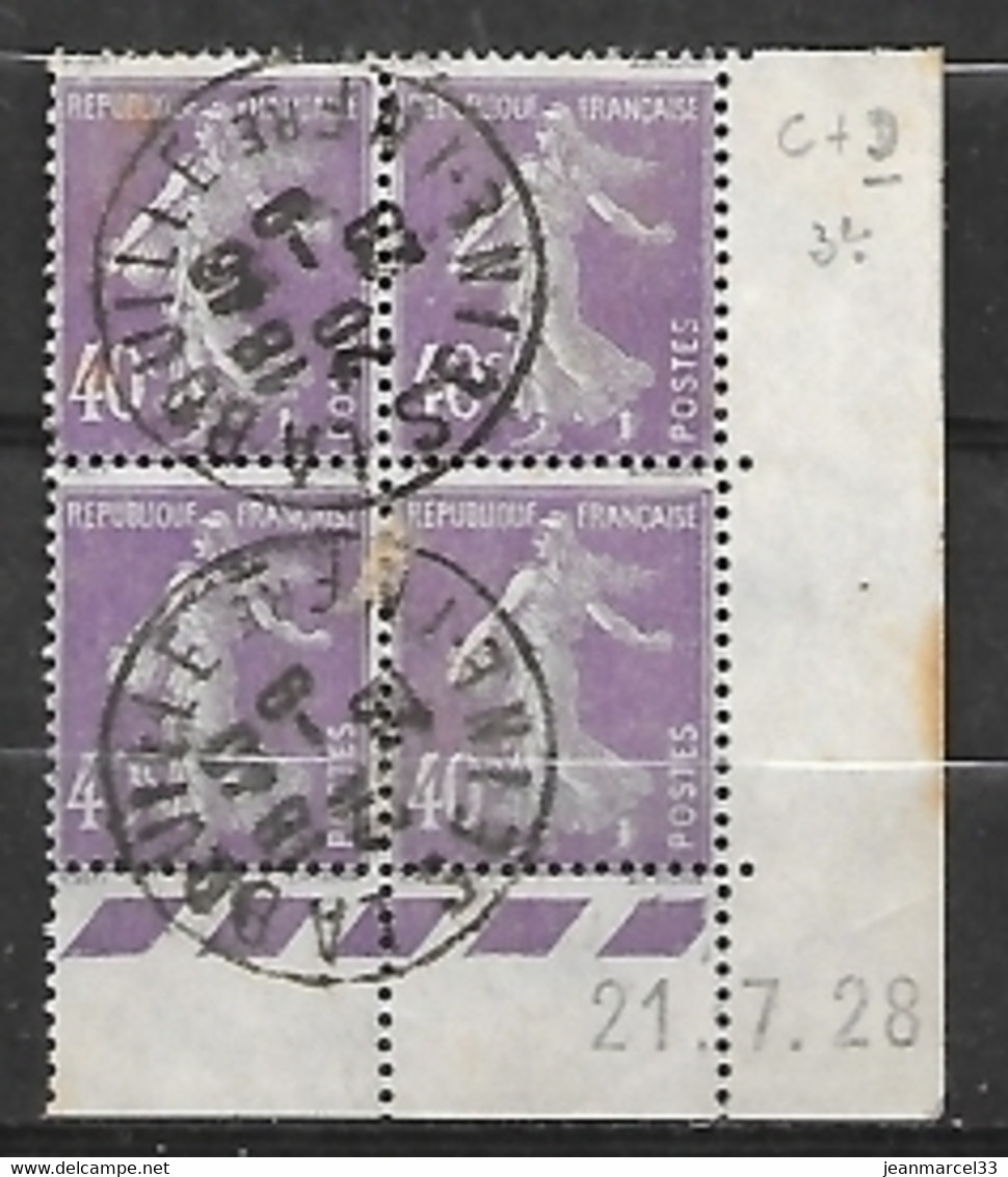 CD Du 40c Semeuse Violet N° 236 Oblitéré  Date 21.7.28 - ....-1929