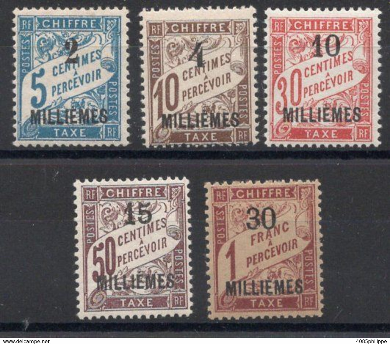 ALEXANDRIE Timbres Taxe  N°1 à 5 Neufs Charnières TB (5**) Cote Yvert 28,00€ - Neufs