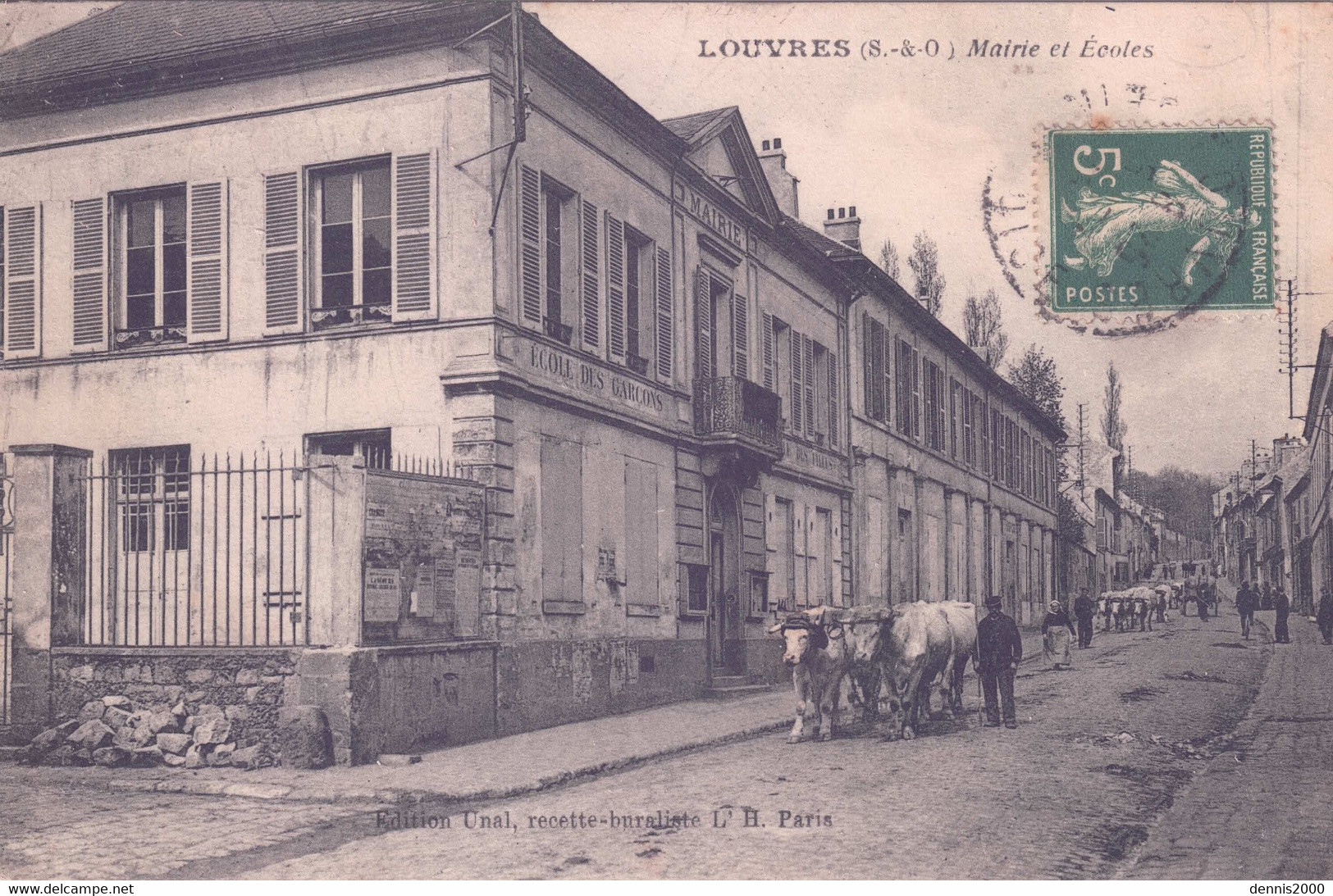 LOUVRES (95) - Mairie Et Ecoles - Ed. Unal, Recette-buraliste L' H., Paris - Louvres