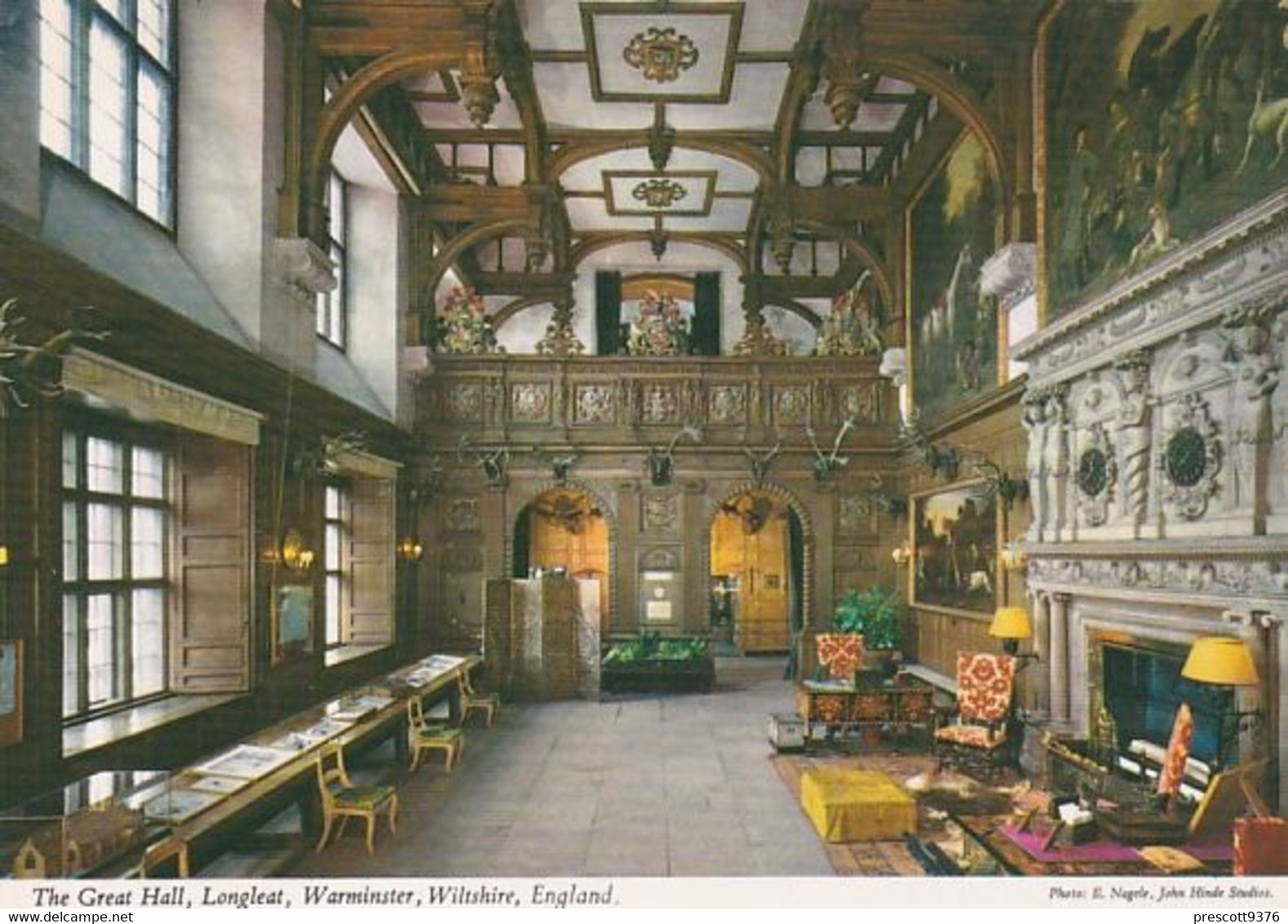 Great Hall Longleat, Warminster - Unused Postcard - Wiltshire - John Hinde - Salisbury