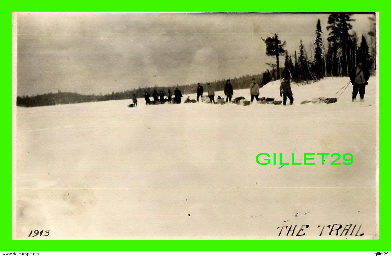 NORWOOD, MANITOBA -  THE TRAIL - ANIMATED PEOPLES IN WINTER WITH WILD DRAG IN 1913 - CARTE PHOTO - - Andere & Zonder Classificatie