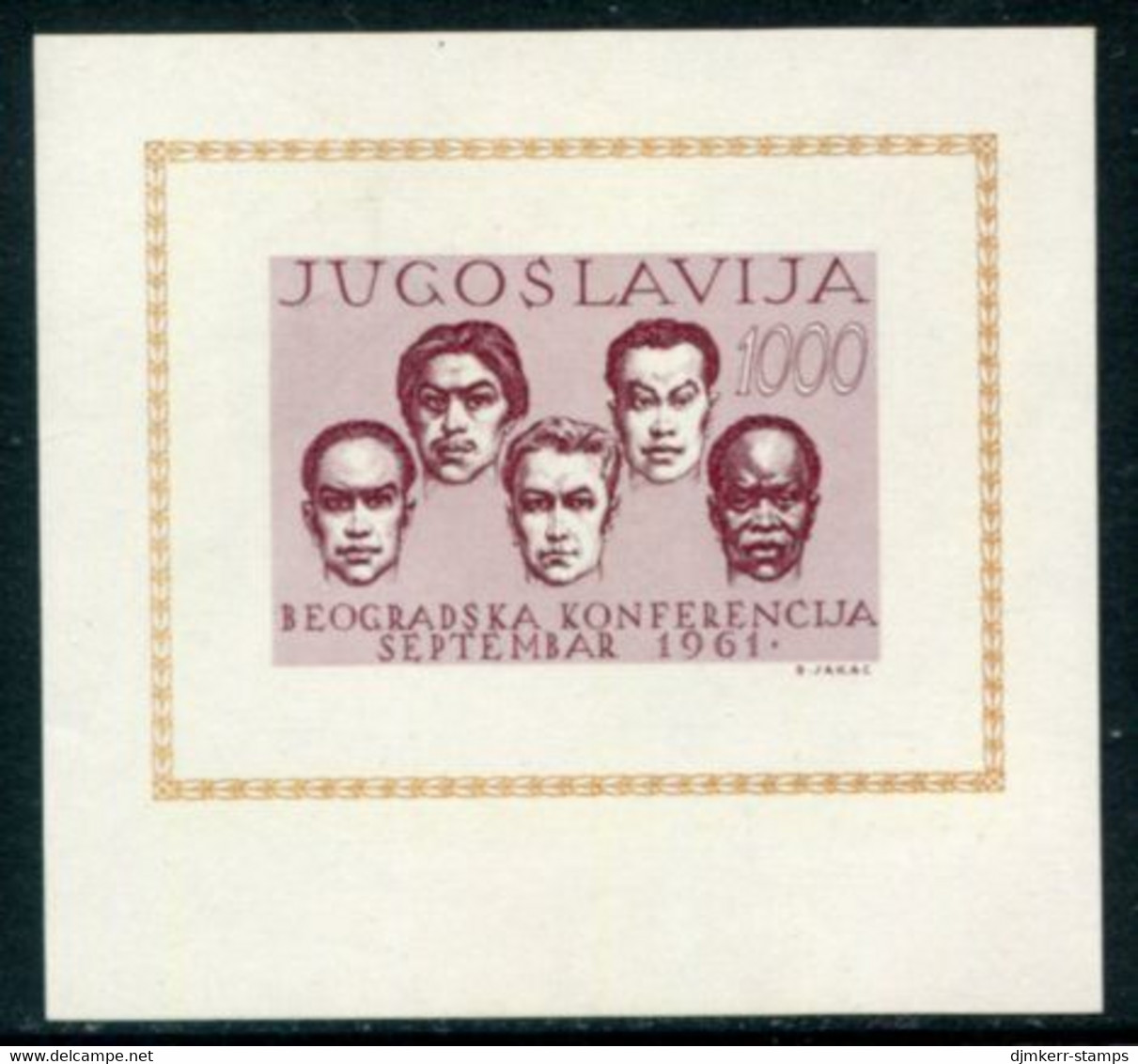 YUGOSLAVIA 1961 Conference Of Non-aligned Nations Block MNH / **.  Michel Block 7 - Unused Stamps