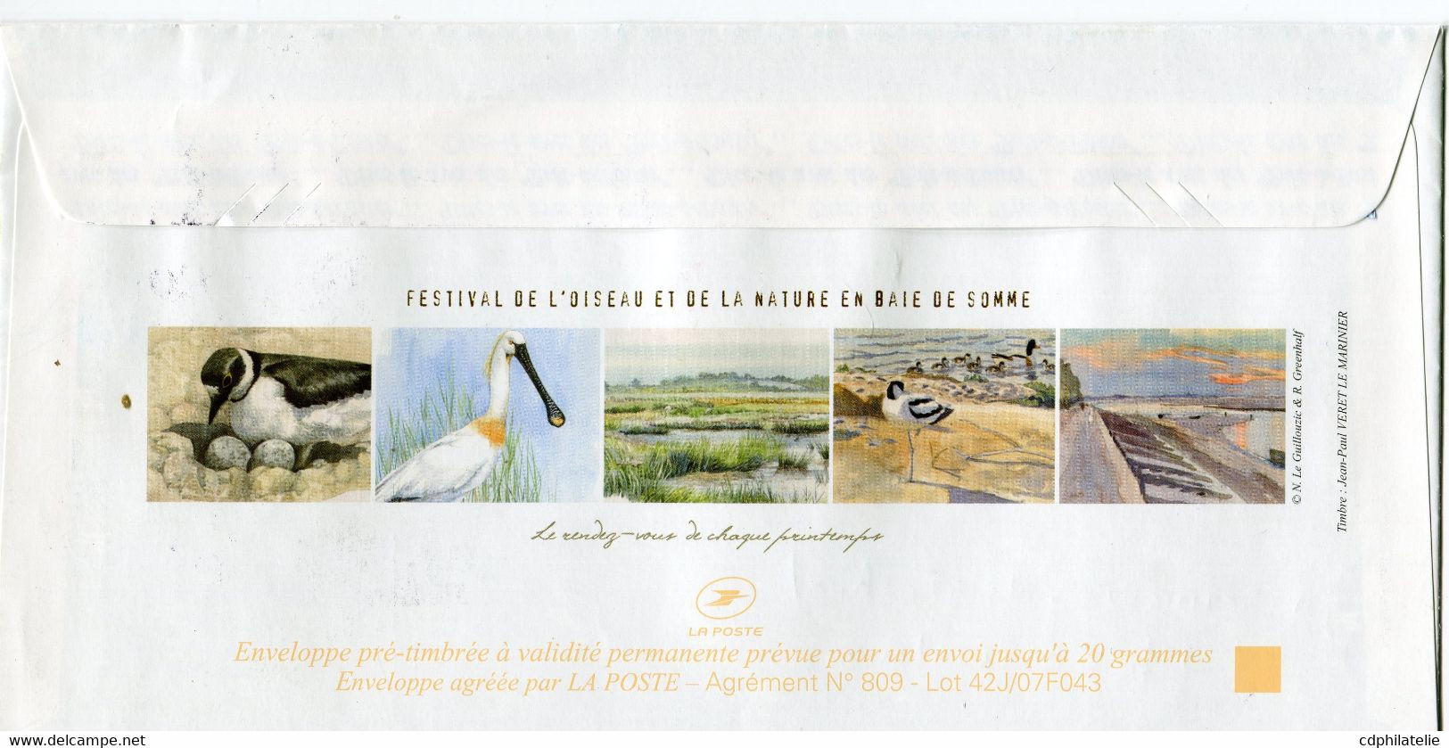 FRANCE ENTIER POSTAL AVEC REPIQUAGE RECTO / VERSO " FESTIVAL DE L'OISEAU ET DE LA NATURE EN BAIE DE SOMME " + OBL ILL... - Obliteraciones & Sellados Mecánicos (Publicitarios)