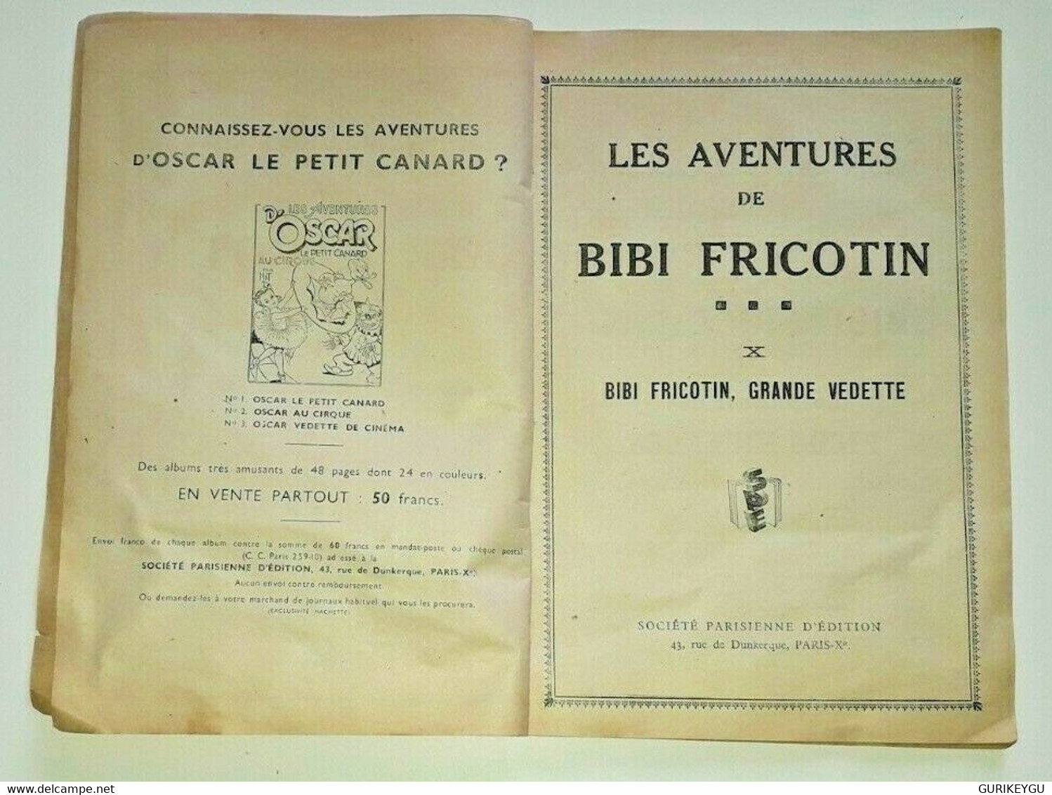 BIBI FRICOTIN N° 10 Grande Vedette CALLAUD SPE 10/1949 - Bibi Fricotin