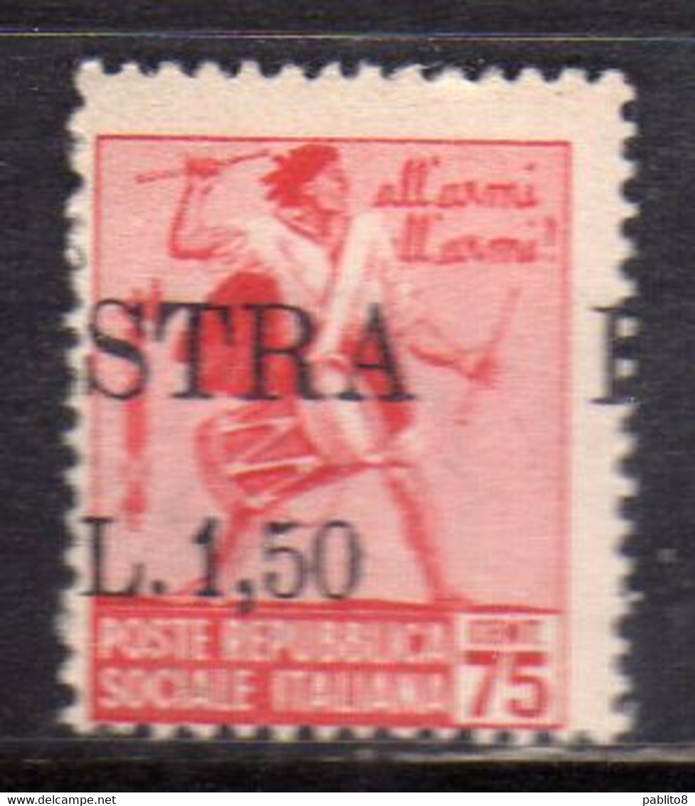 OCCUPAZIONE JUGOSLAVIA YUGOSLAVIA  ISTRIA ISTRA POLA 1945 TAMBURINI VARIETÀ VARIETY  LIRE 1,50 SU 0,75 MNH - Occ. Yougoslave: Fiume