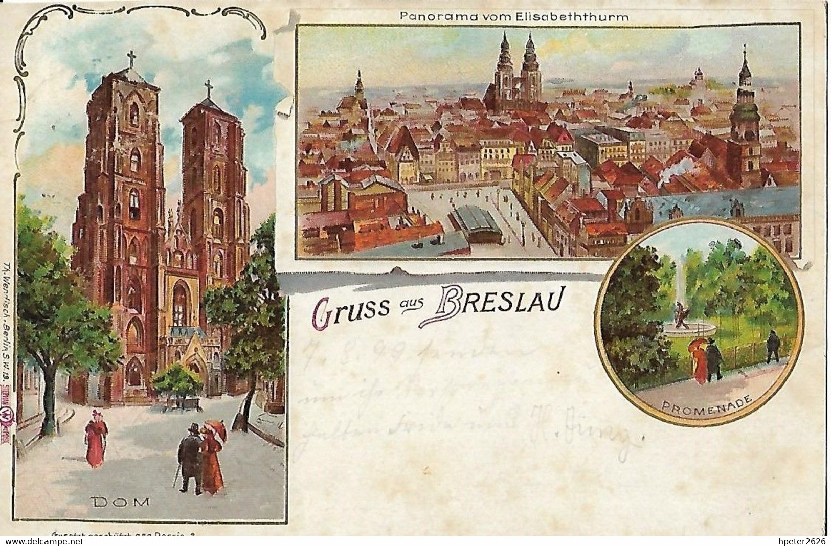 BRESLAU - LITHO - Panorama Vom Elisabeththurm - Dom - Promenade - Künstlerkarte -  1899 Gelaufen - Schlesien