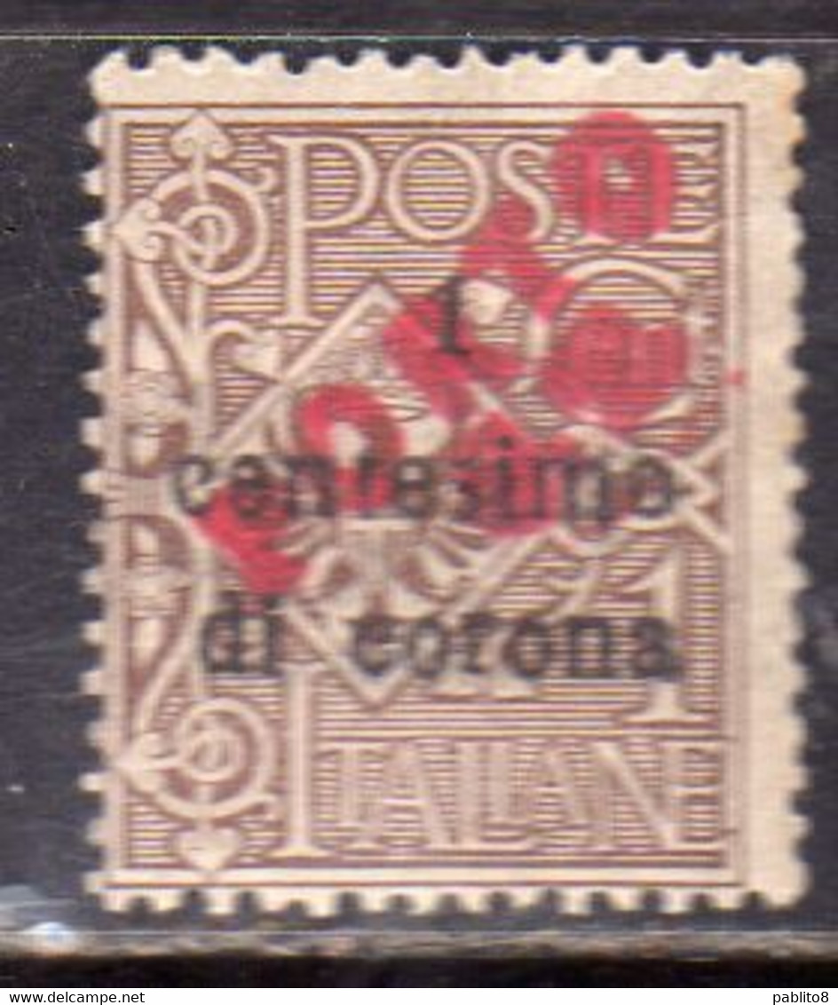 TRENTINO ALTO ADIGE 1919 PORTO ROSSA SOPRASTAMPATO D'ITALIA ITALY RED OVERPRINTED CENT 1 SU 1c MNH - Trento