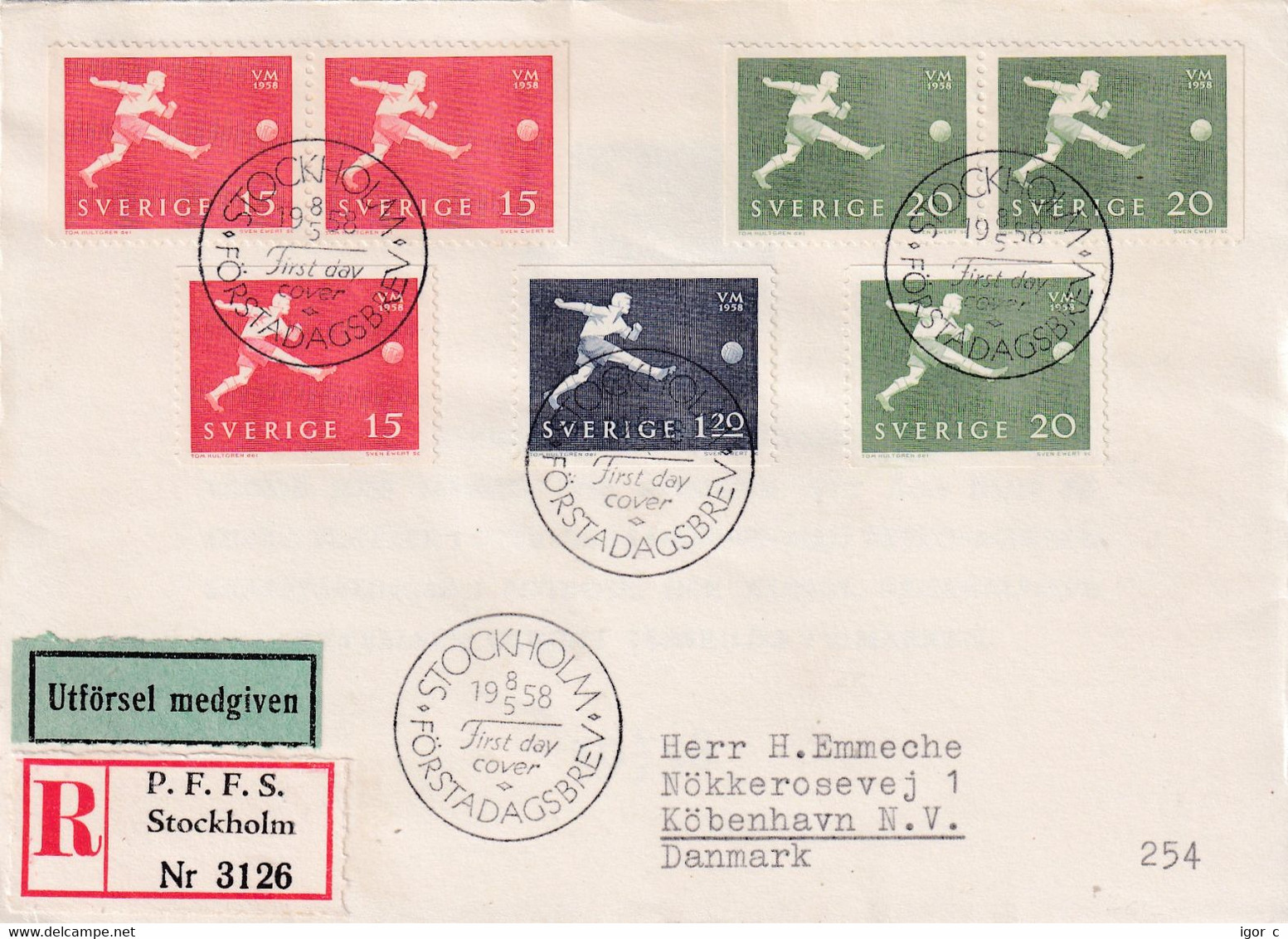 Sweden 1958 Registered Cover: Football Fussball Soccer Calcio; Fifa World Cup Sweden; - 1958 – Svezia