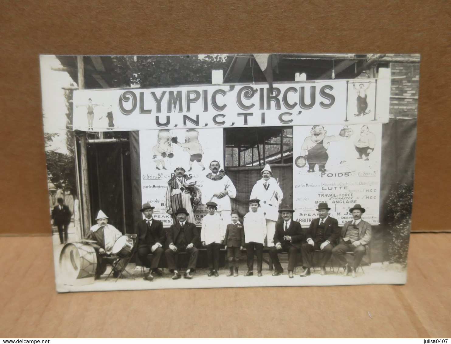 BARAQUE FORAINE STAND OLIMPIC' CIRCUS  Carte Photo Lutte Haltérophilie Boxe Superbe Plan - Circus