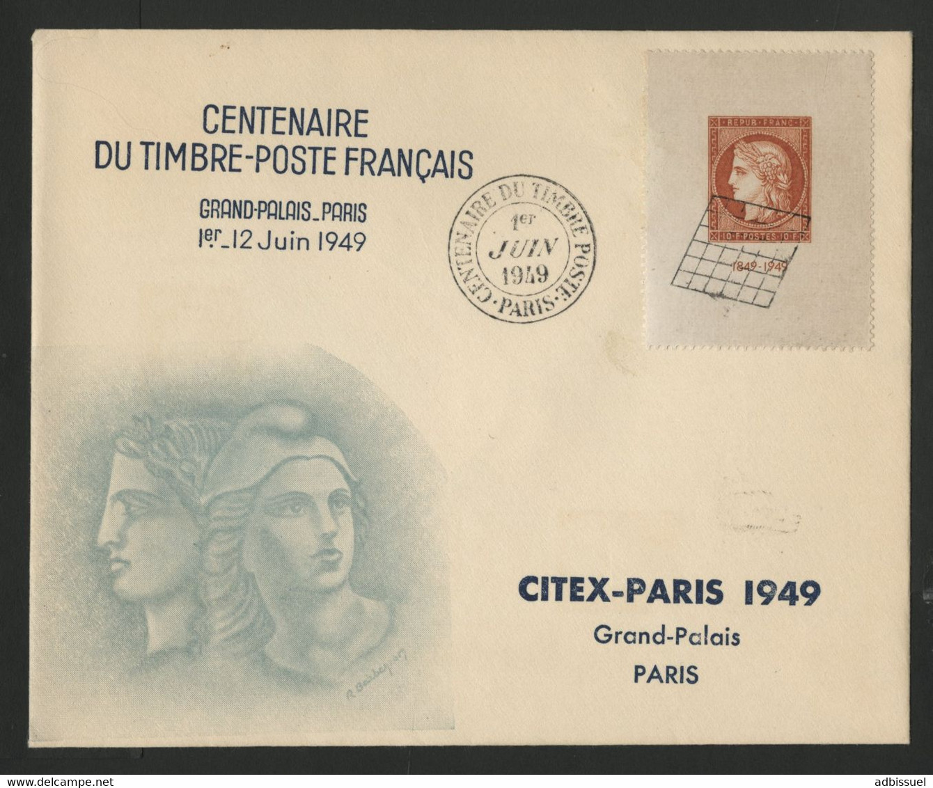 Enveloppe Premier Jour COTE 85 € CITEX PARIS Centenaire Du Timbre-Poste. Avec N° 841. TB - ....-1949