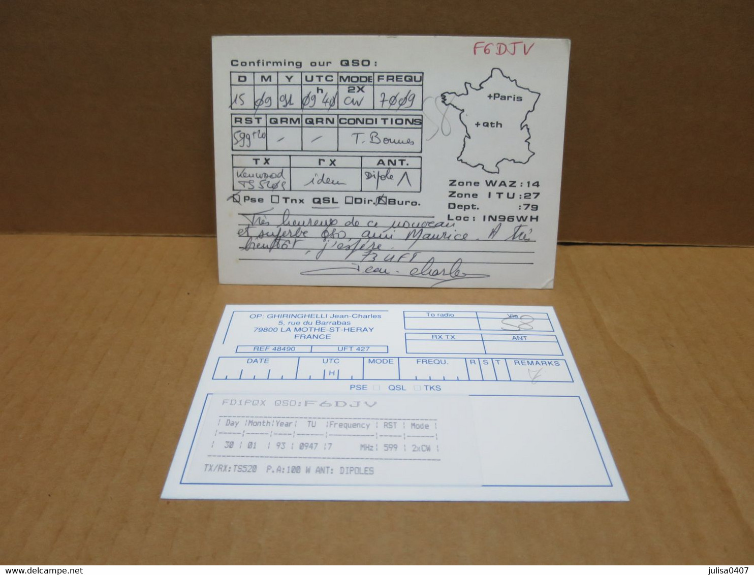 LA MOTHE SAINT HERAY (79) 2 Cartes Radio Amateur - La Mothe Saint Heray