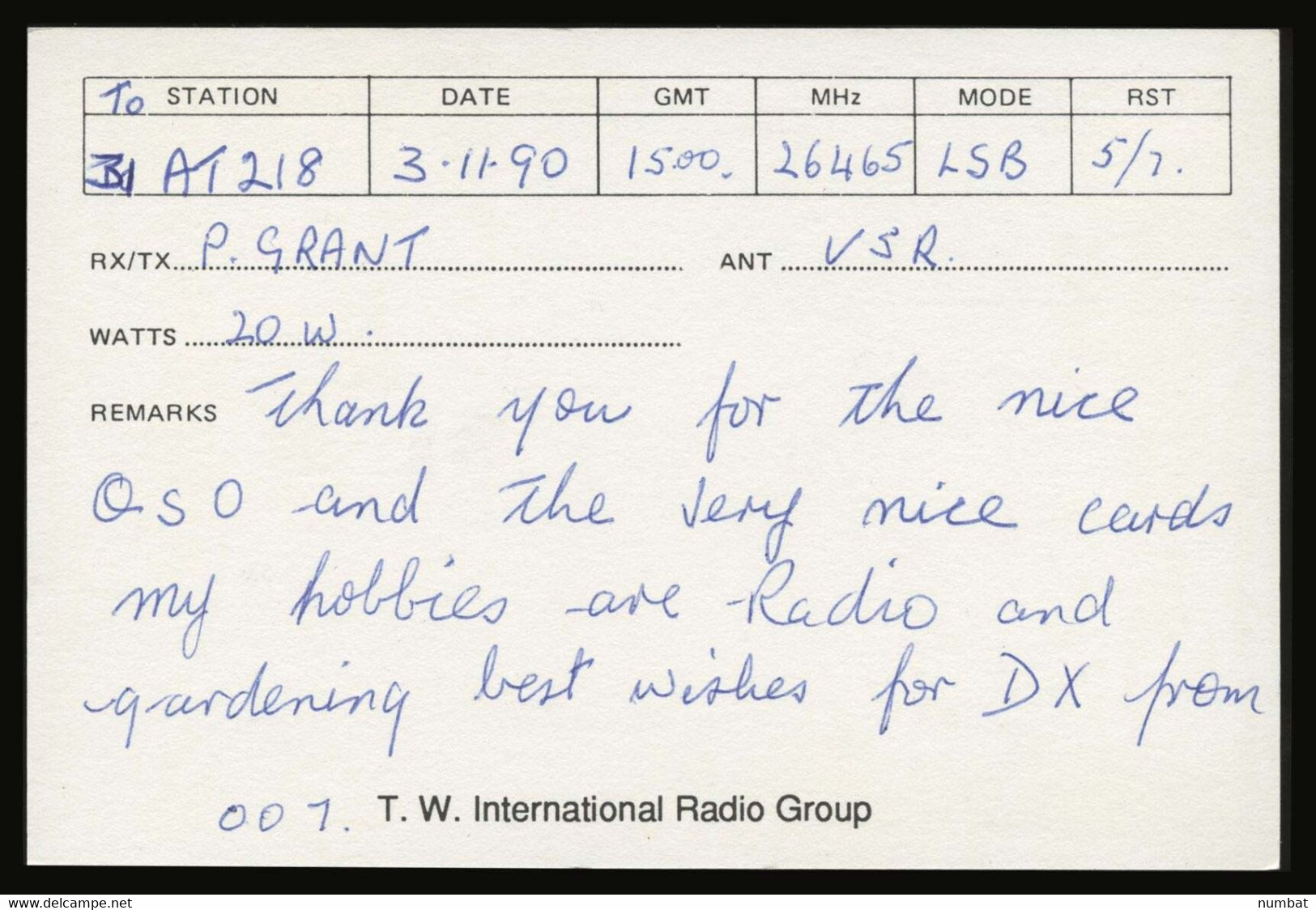 QSL CARD CB RADIO - UNITED KINGDOM - CB