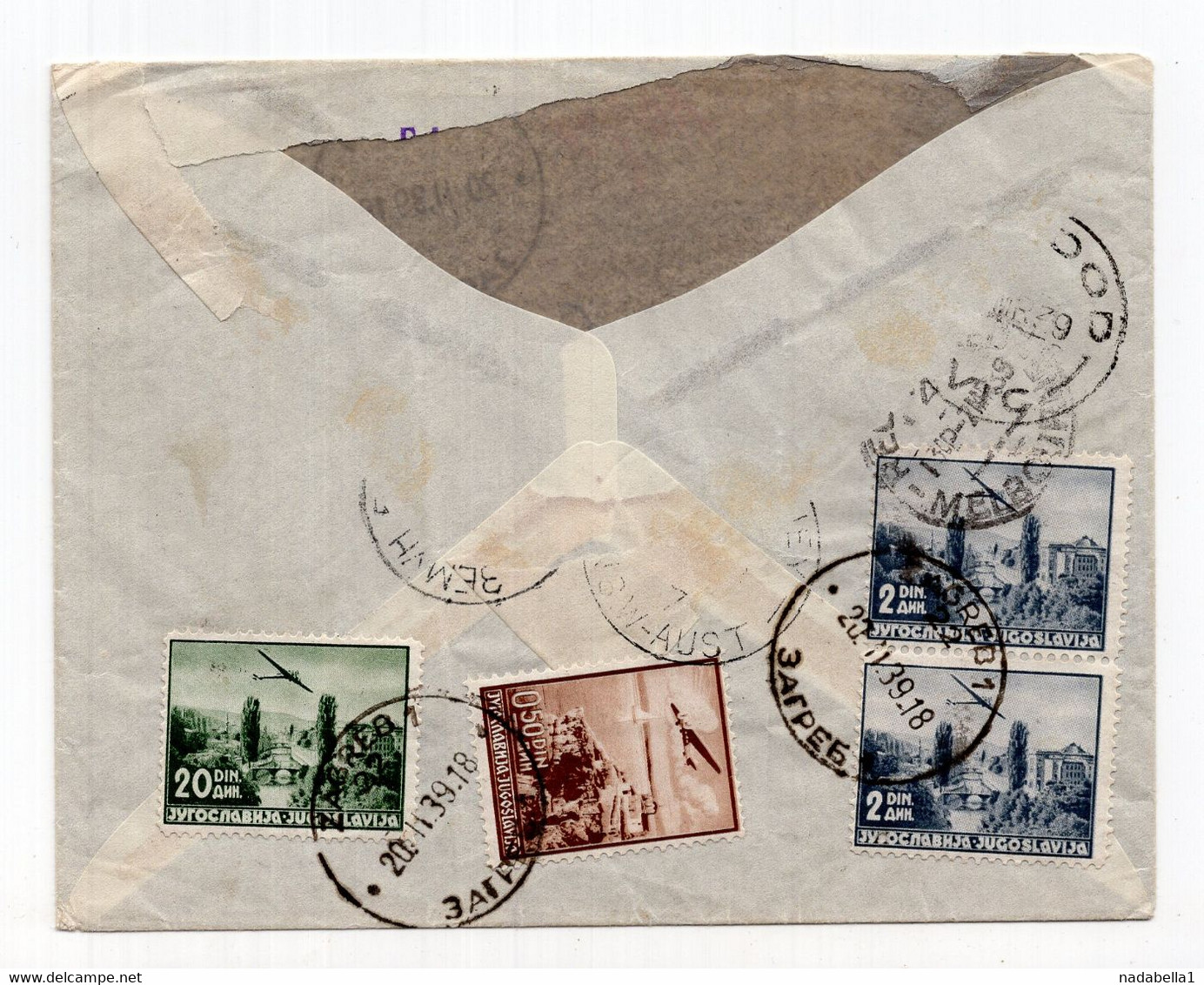 1939. KINGDOM OF YUGOSLAVIA,CROATIA,ZAGREB TO AUSTRALIA,AIRMAIL REGISTERED COVER - Luchtpost