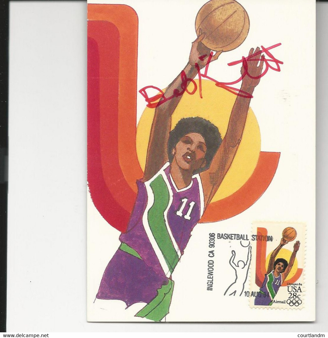 United States 1984 Olympics Basketball Maxim Card Autographed By Bobby Knight Head Coach - Cartes-Maximum (CM)