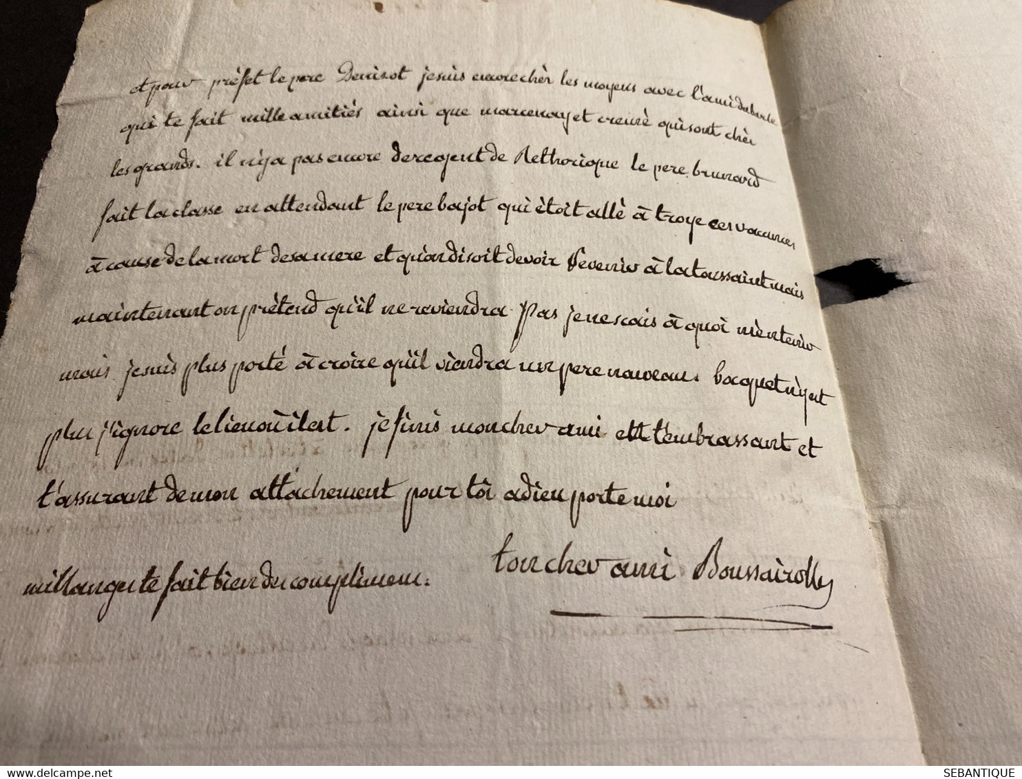 Lettre 1778 collège de Juilly cachet rouge de l’Oratoire + 8° levée ? pour Mr le Mareshal collège du plessis à Paris