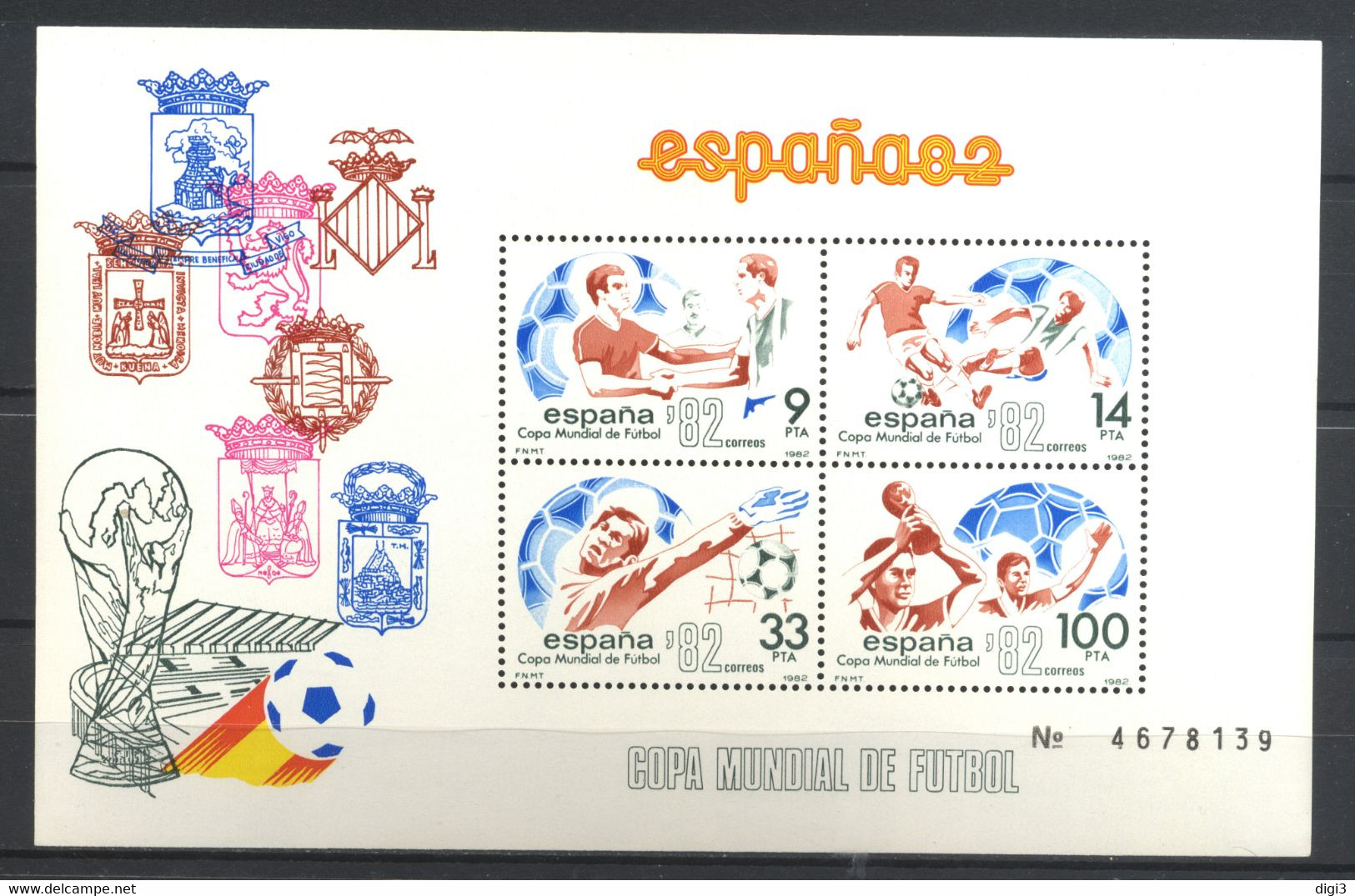 España, 1982, Copa Mundial De Fùtbol ESPAÑA 82, Hojita Ed. 2665, MNH** - Commemorative Panes