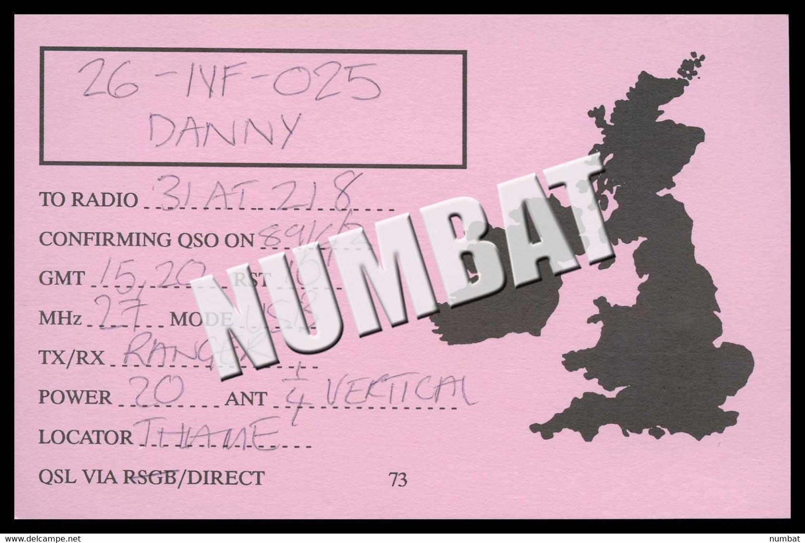 QSL CARD CB RADIO - UNITED KINGDOM - CB-Funk