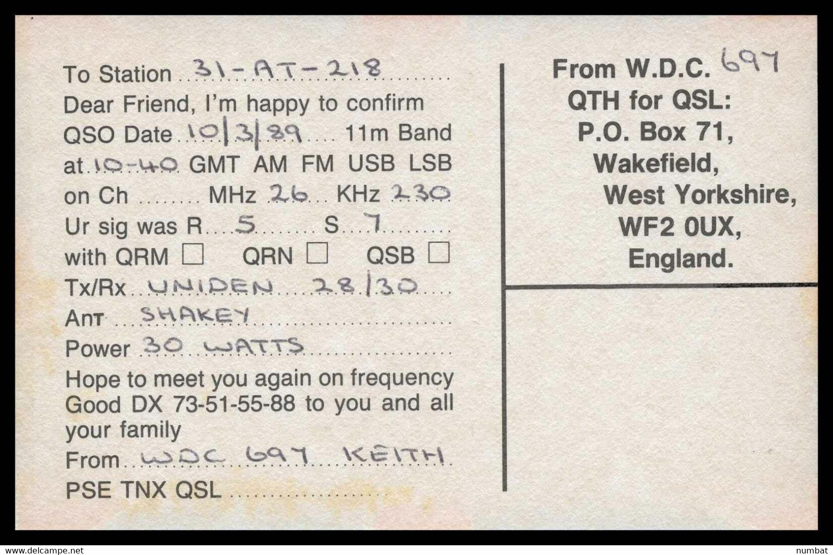 QSL CARD CB RADIO - UNITED KINGDOM - CB