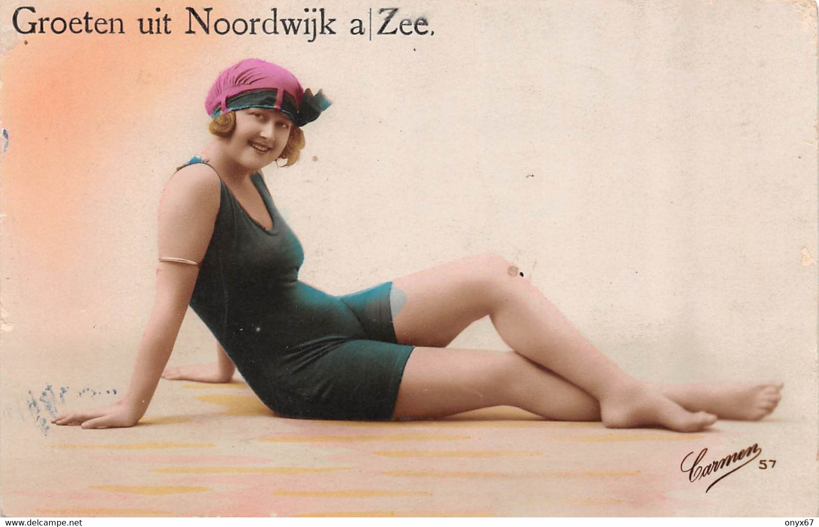 Groeten Uit NOORDWIJK Aan ZEE Jeune Femme Carmen Maillot De Bain-Erotique-Pin-Up-Timbre-Stamp-Briefstempel - Noordwijk (aan Zee)