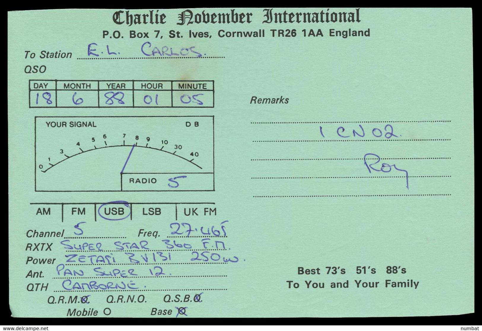 QSL CARD CB RADIO - UNITED KINGDOM - CB