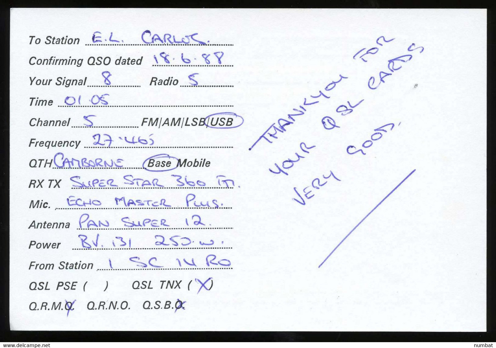 QSL CARD CB RADIO - UNITED KINGDOM - CB-Funk