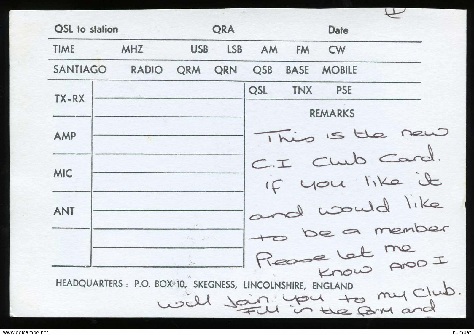 QSL CARD CB RADIO - UNITED KINGDOM - CB-Funk