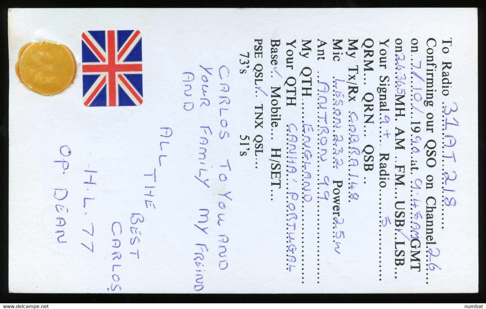 QSL CARD CB RADIO - UNITED KINGDOM - CB-Funk