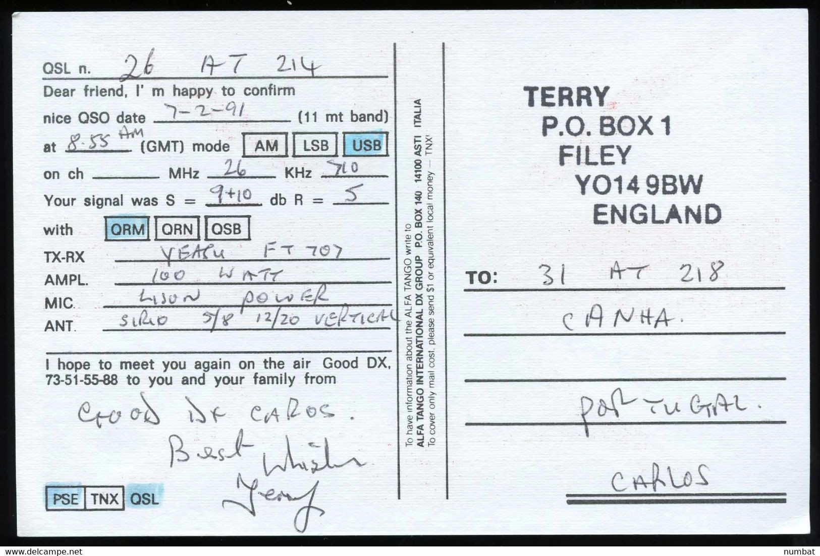 QSL CARD CB RADIO - UNITED KINGDOM - CB