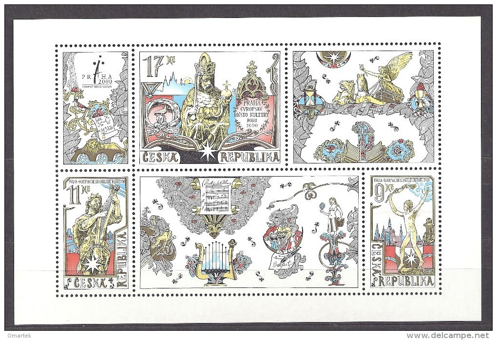 Czech Republic 2000 MNH Mi 248-250 Bl 12 Sc 3116 Prague - European City Of Culture. TV. Tschechische Republik - Ungebraucht