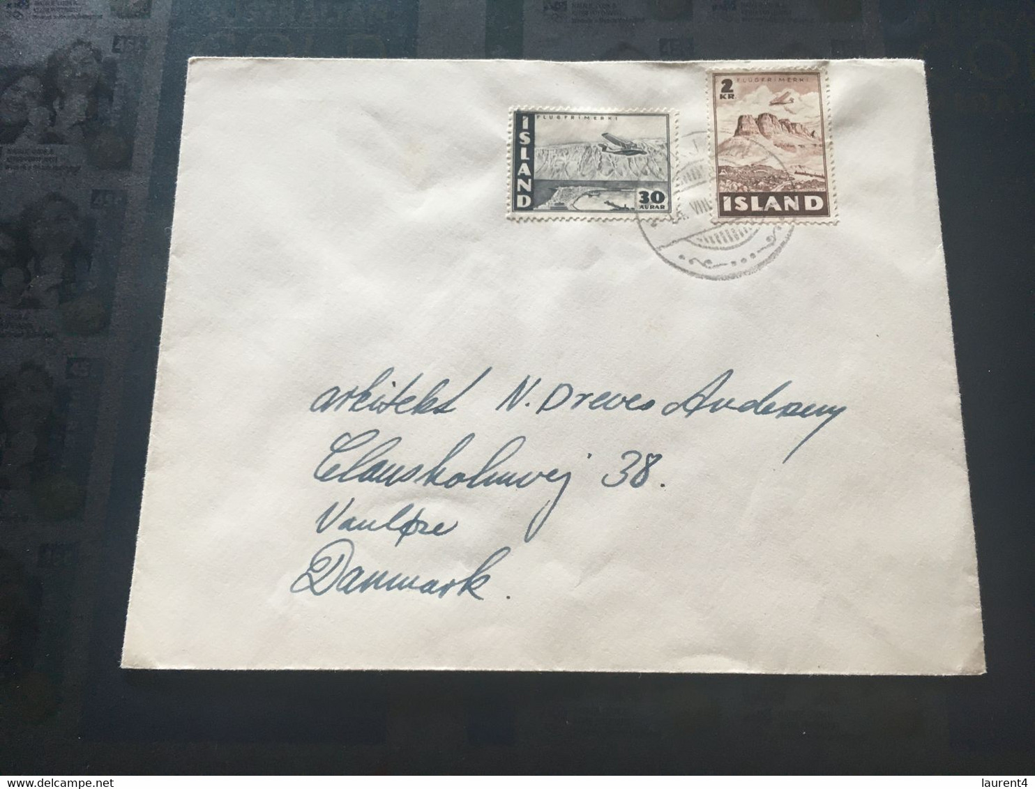 (3 C 13) Island Letter Posted To Denmark - Late 1940's ? - Covers & Documents