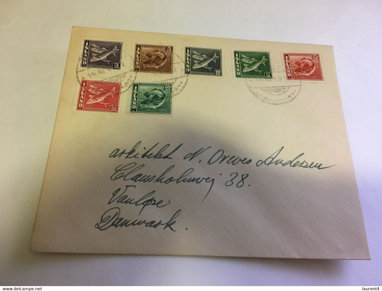 (3 C 13) Island Letter Posted To Denmark - Late 1940's ? Fish - Lettres & Documents