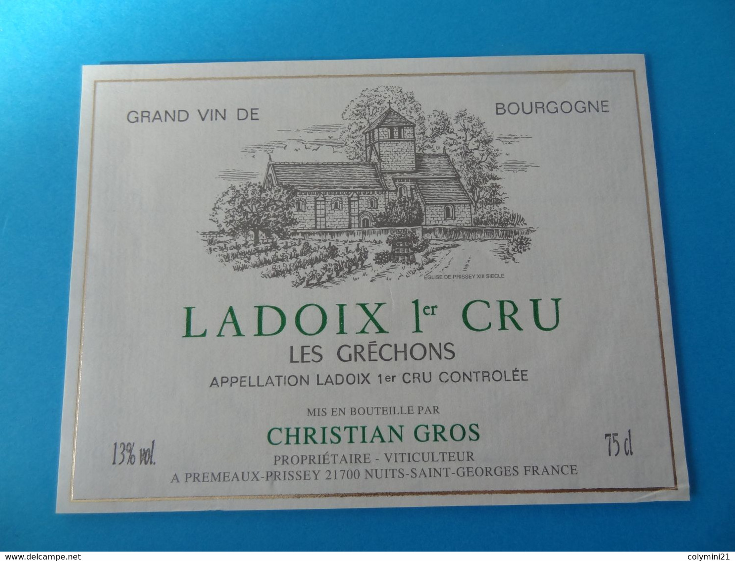 Etiquette De Vin Ladoix 1er Cru Les Créchons Christian Gros - Bourgogne
