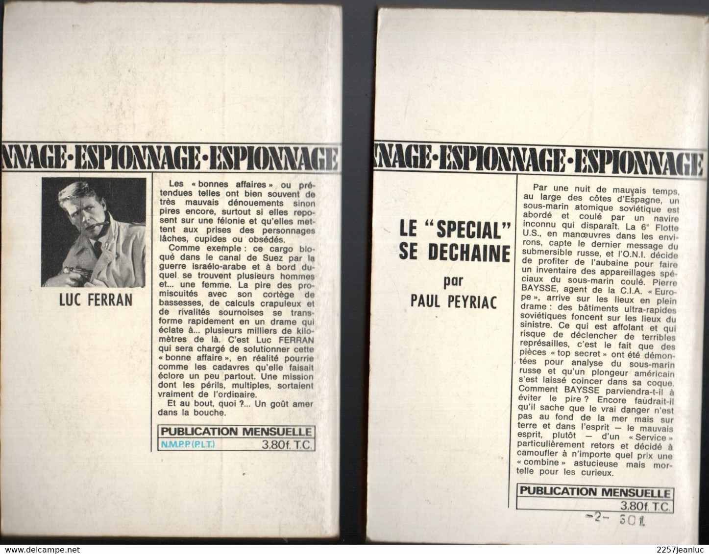 Lot 2 Romans Espionnage - N: 583  Le Special Se Déchaine Et N: 585 Amere Mission Pour Luc Ferran - Editions De L'Arabesque