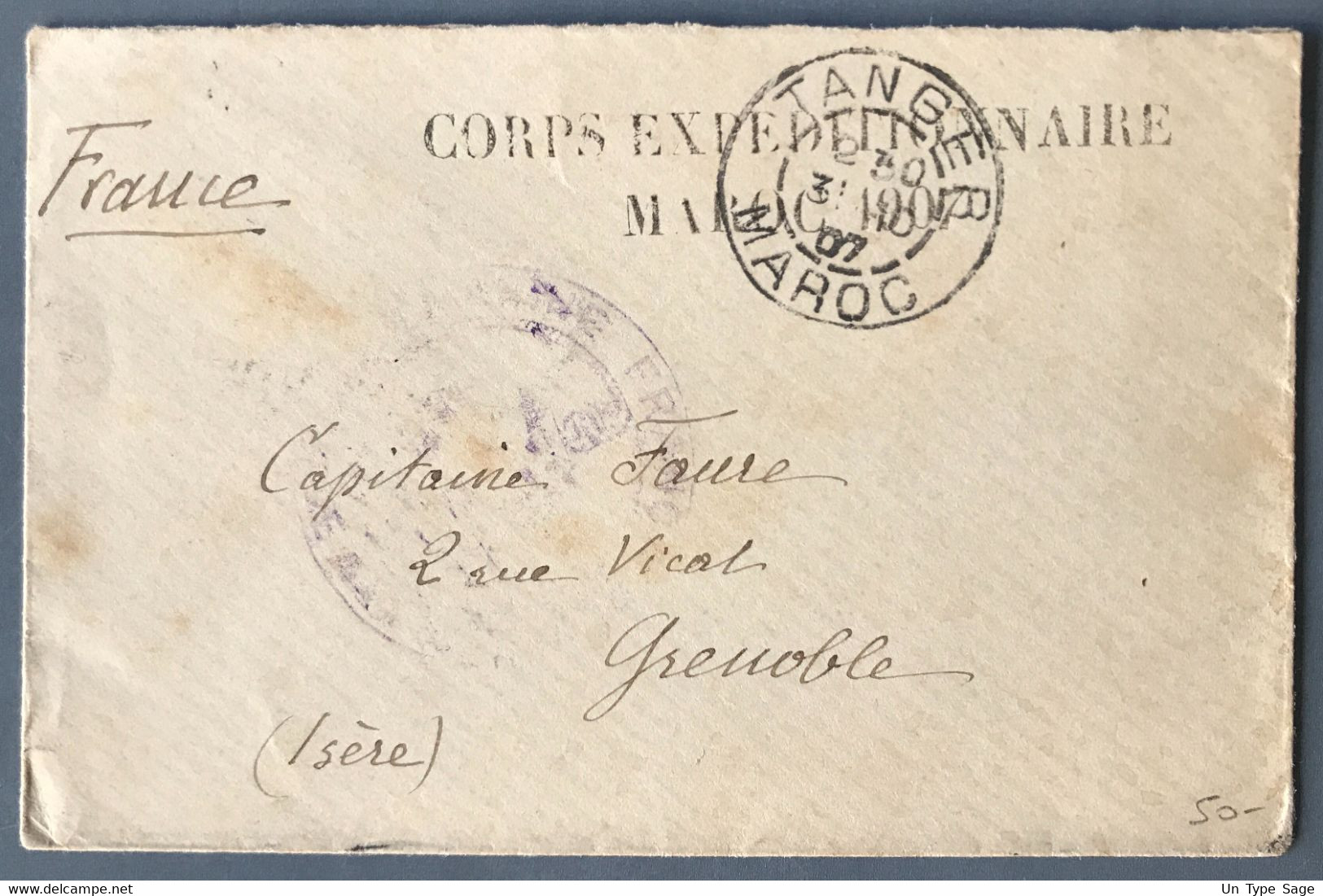 Maroc, Griffe CORPS EXPEDITIONNAIRE MAROC 1907 + TAD TANGER MAROC - (W1378) - Covers & Documents